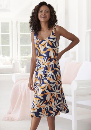 s.Oliver Nachthemd S.OLIVER, Damen, Gr. 32/34, N-Gr, bunt (mehrfarbig, gemustert), Single Jersey, Obermaterial: 50% Baumwolle, 50% Modal, bedruckt, mehrfarbig,