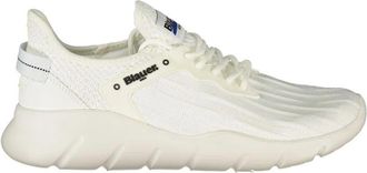 Blauer Polyester Sneaker - Heren - Sneakers - Wit - 41 EU - Polyester - Schoenen