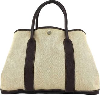 Herm&egrave;s Brown Ivory Toile H Buffalo Leather Handbag Tote Bag (Pre-Owned)