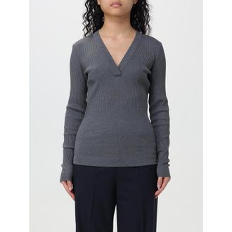 Brunello Cucinelli Dark Grey Ribbed V Neck Shirt, Size 3XL