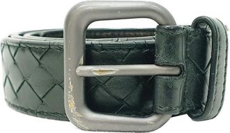 Bottega Veneta Pre-owned Mens Intrecciato Belt in Olive Leather - One Size