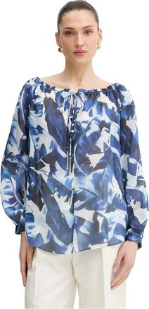 Guess Orsola Off-Shoulder Blouse - Dames - Blouses - Blauw - XS - Polyester - Overhemden