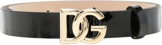 Dolce & Gabbana Cintura Logata Vernice - Heren - Accessoires - Zwart - Maat: XL Leer