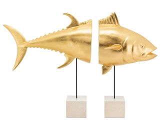 Schubiger M&ouml;bel Figur Thunfisch 2teilig Zum Aufstellen Gold H: 55 cm