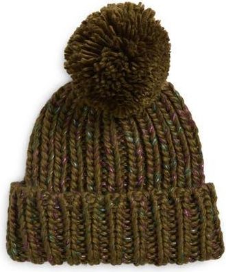 Melrose and Market Metallic Pompom Beanie in Green at Nordstrom Rack