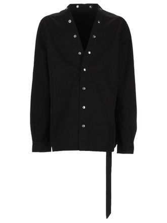Rick Owens Black Larry Extended Strap Cotton Shirt