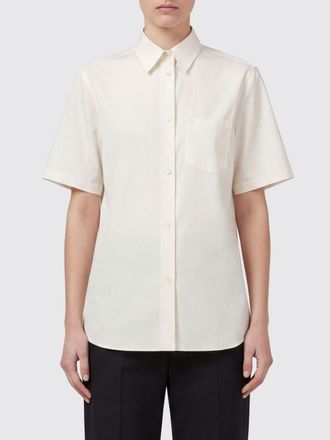 Ferragamo Camicia bowling in cotone con tasca a toppa e orlo curvo