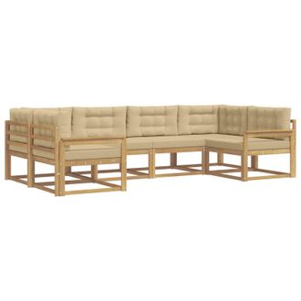 vidaXL Conjunto De Sof&aacute;s De Exterior Con Coj&iacute;n 6 Pcs Y Beige Vidaxl