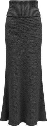 Akep Ribbed Knit Maxi Rok - Dames - Maxi Rokken - Grijs - M - Rokken