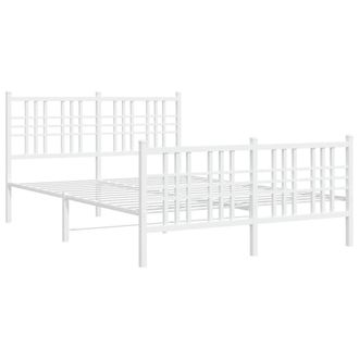 Berkfield Home Metal Bed Frame without Mattress with Footboard White 120x190cm | Size: 120x190 cm