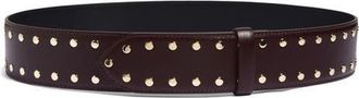 Khaite Studded Leather Belt in Bordeaux at Nordstrom, Size 90