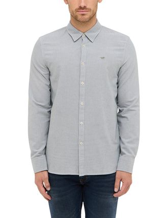 Mustang Langarmhemd MUSTANG Herren Style Edinburg, Herren, Gr. S, US-Gr&ouml;ssen, gr&uuml;n 6473, Twill, 100% Baumwolle, meliert, slim fit, Hemden Langarmhemd