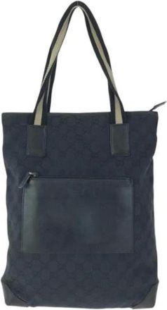 Gucci Pre-owned Tote Bags, female, Black, Size: ONE SIZE Pre-owned GG Canvas Leather Tote Bag