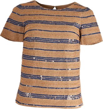 Tory Burch Top van Tory Burch met kralen en pailletten in beige katoen