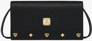 MCM Large Pina Crossbody Wallet in Studded Calfskin in Black at Nordstrom