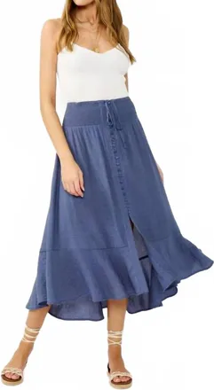 Lovestitch Smocked Waist Skirt In Blue