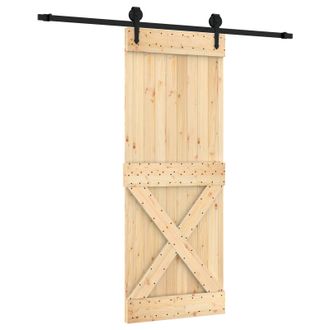 vidaXL Puerta Corredera Natural Y Negro 80 X 210 Cm Vidaxl