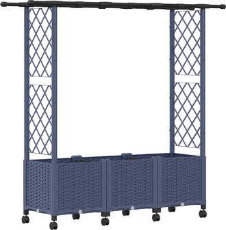 vidaXL Cama Elevada Con Trellis Y Techo Gris 162,5 X 40 X 142 Cm Pp Vidaxl
