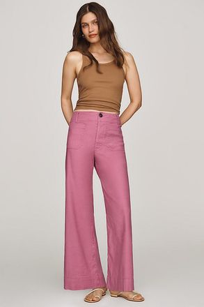 Maeve Colette Linen Stretch High-Rise Wide-Leg Pants
