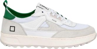 D.A.T.E. Witte en groene hardloopschoenen - Heren - Sneakers - Veelkleurig - 44 EU - Leer - Schoenen