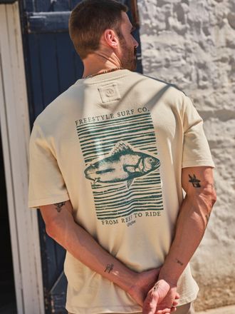 Fat Face FatFace Relaxed Fit Natural Reef To Ride Graphic Tshirt