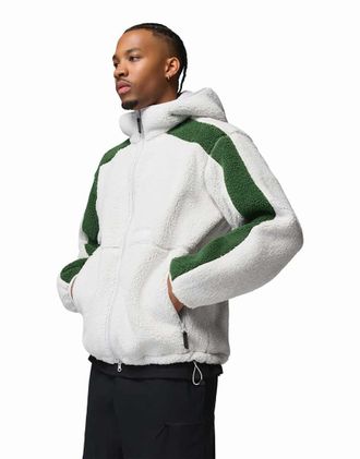 Columbia Street Tech CSC felpa con cappuccio in pile a righe crema e verdi-Neutro