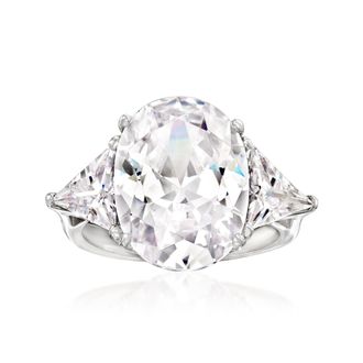Ross-Simons Oval and Trillion-Cut CZ Ring in Sterling Silver