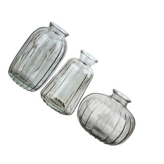 OEM Juego De 3 Jarrones Con Peque&ntilde;os Capullos En Cristal Gris