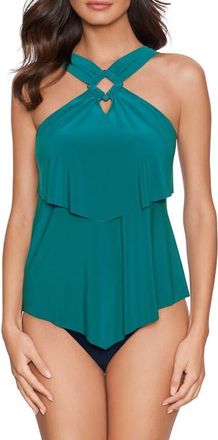 Magic Suit By Miraclesuit Carolina Tiered Tankini Top in Palm Green at Nordstrom, Size 10