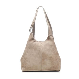 Coccinelle Su&egrave;de Beige Tas met Knoopsluiting - Dames - Schoudertassen - Beige - ONE Size - Su&egrave;de - Tassen