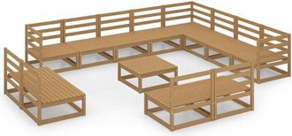 vidaXL Muebles De Jard&iacute;n 13 Pzas Y Cojines Marr&oacute;n Miel Madera Pino Vidaxl