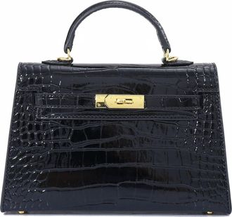 Adornia Black Mini Handle Bag with Gold Hardware