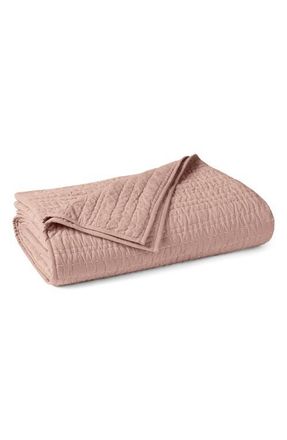 Coyuchi Channel Hand Stitched Organic Cotton Blanket in Praline Chambray at Nordstrom, Size Full