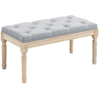 HOMCOM End of Bed Bench Tufted Upholstered Foot Stool - 80cmx40cmx43cm | TJ Hughes Light Grey