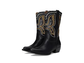 Frye and Co. Irlene Short Deco Stitch Cowboy Womens Boots Black : 9.5 M, Suede