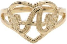 The M Jewelers NY The Cutout Flower Heart Letter Ring in Gold A at Nordstrom, Size 9