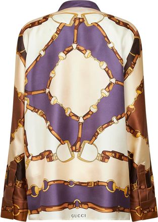 Gucci Womens Shirt Printed Silk Twill Multicolour