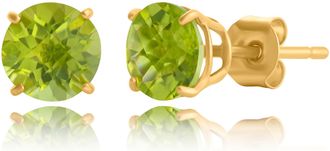 MAX + STONE 10k Yellow or White Gold 6mm Round Checkerboard Cut Gemstone Stud Earrings