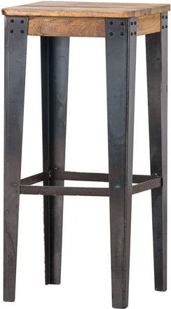 Miliboo Taburete Industrial Acero Y Madera 75cm Madison