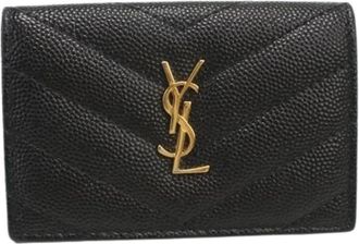 Saint Laurent Pre-owned Vintage Tri-fold Portemonnee - Dames - Vintage Accessoires - Zwart - ONE Size - Leer - Vintage