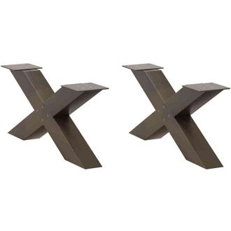 vidaXL Vidaxl - Patas Para Mesa De Centro En Forma De X (2 Unidades), Acero Natural, 70 X (30-31) Cm