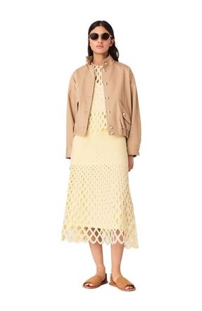 Maje Crochet skirt with removable lining in Pale Yellow at Nordstrom, Size 40 Eu