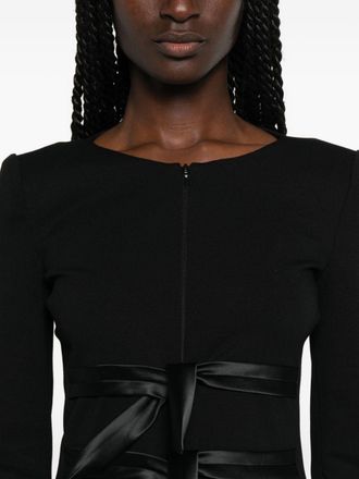 Emporio Armani Satin-Trimmed Collarless Jacket - Black