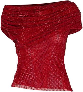 Self Portrait Burgundy Polyester Top