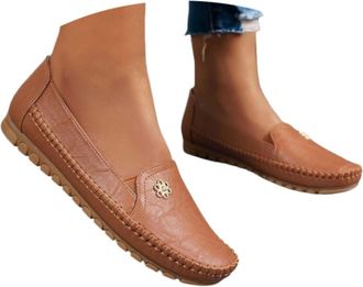 Generic Loafers Shoes for Women,Orthopedic Shoes for Women,Ladies Casual Slip On Leather Loafer Comfort Low Top Leather Lightweight Round Toe Business Work Lo