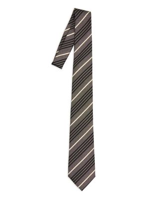 Saint Laurent diagonal-striped silk tie - Grey