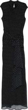 Rotate Long Black Dress With White Polka Dots