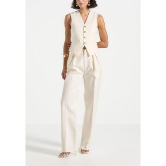 Mani&egrave;re De Voir Christine Tailored Cinch Waistcoat in Off White at Nordstrom, Size 14