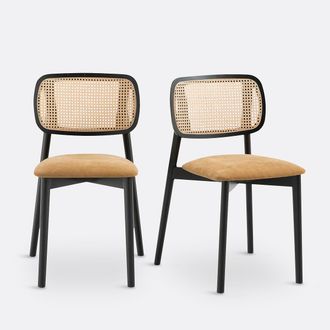 La Redoute Interieurs Set van 2 stoelen in beukenhout en vlechtwerk, Rivio