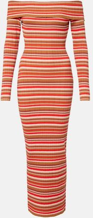 Bananhot Abito lungo Bonnie off-shoulder in maglia a coste